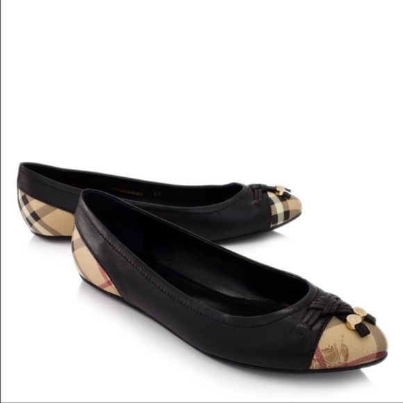 Burberry haymarket check cap toe Yates brown suede ballerina flats size 38.5 - Picture 2 of 11